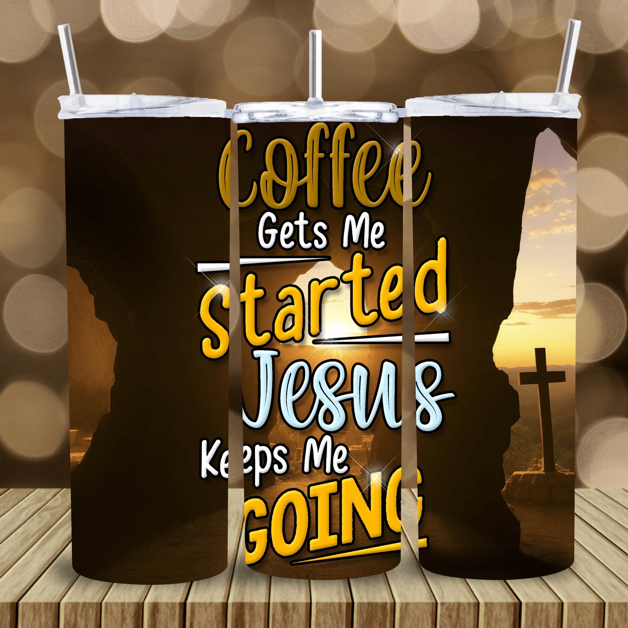 Coffee and Jesus Tumbler 20 oz - Stainless Steel Straw - Jesus Passion Apparel