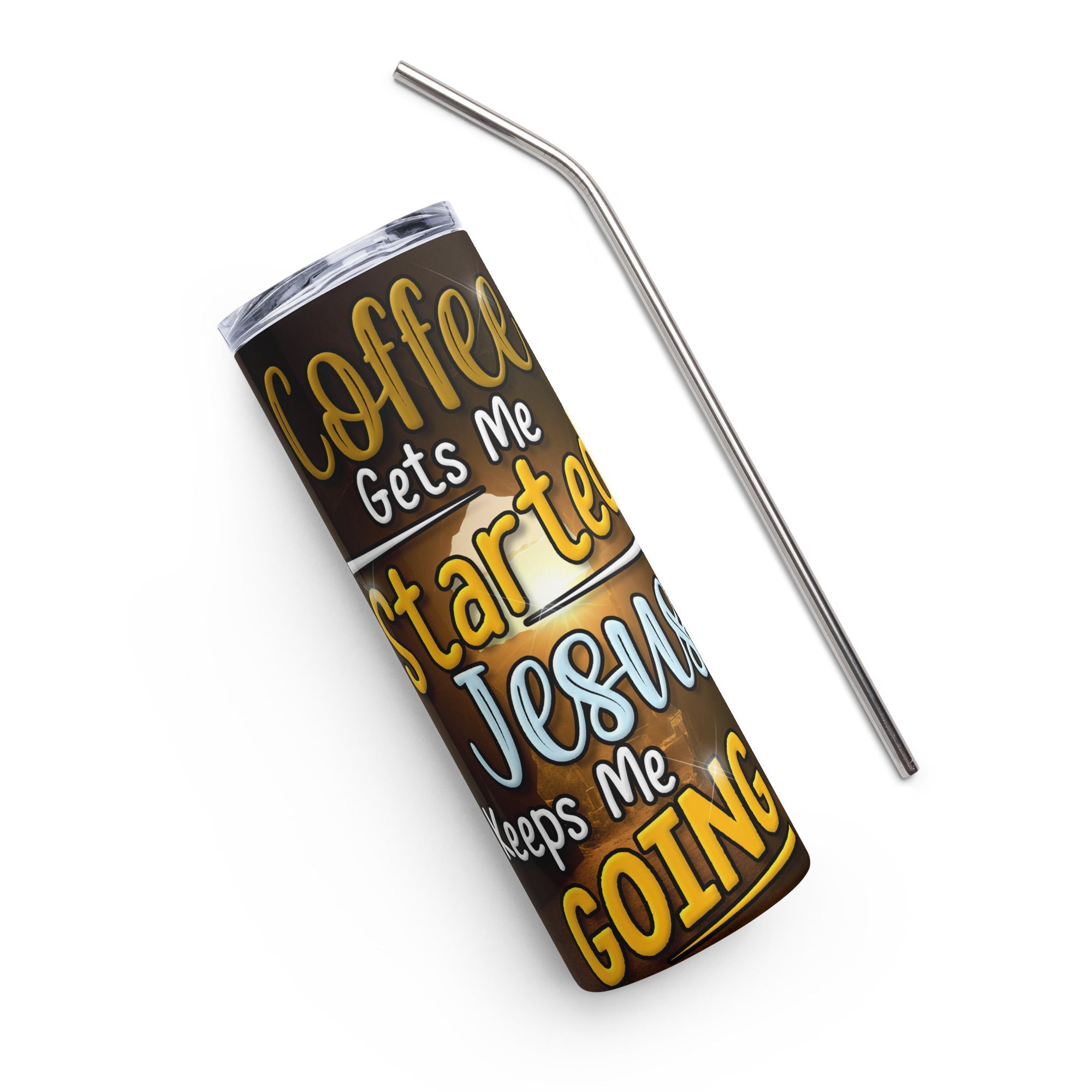 Coffee and Jesus Tumbler  20 oz - Stainless Steel Straw - Jesus Passion Apparel