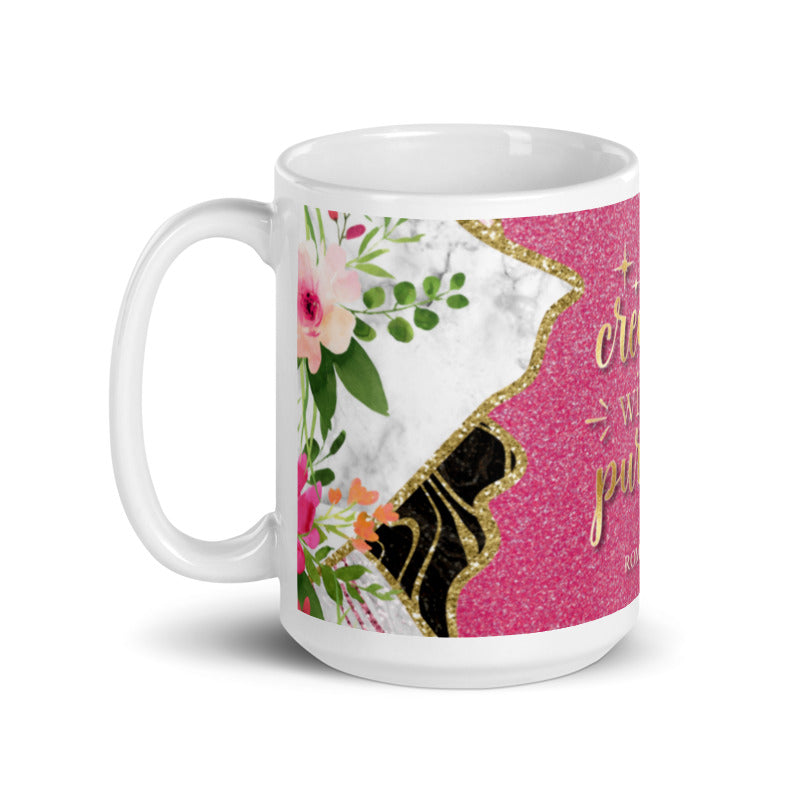 Created With a Purpose White Glossy Mug Size: 11oz Jesus Passion Apparel