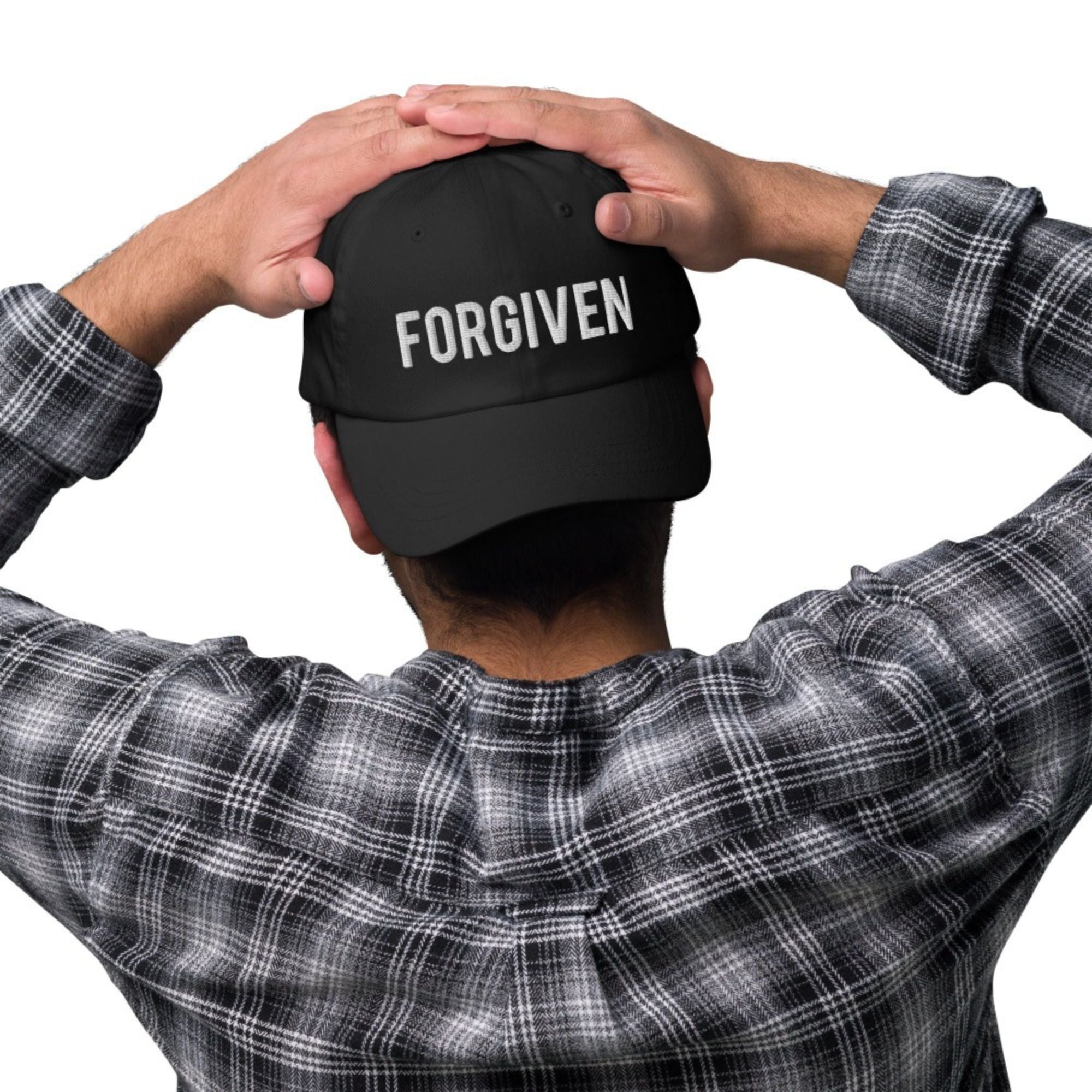 Forgiven Classic Dad's Cap with Puff Embroidery & Fish Cross Emblem Jesus Passion Apparel