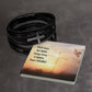 Faith Does Not Make Things Easy - Men's Cross and Black Braided Rope Bracelet Jesus Passion Apparel