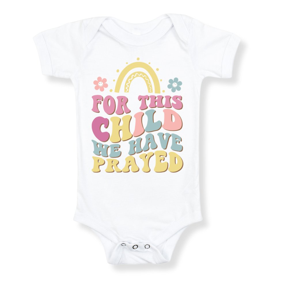 For This Child We Have Prayed Retro-Inspirted Baby Bodysuit Color: White Size: 3-6m Jesus Passion Apparel