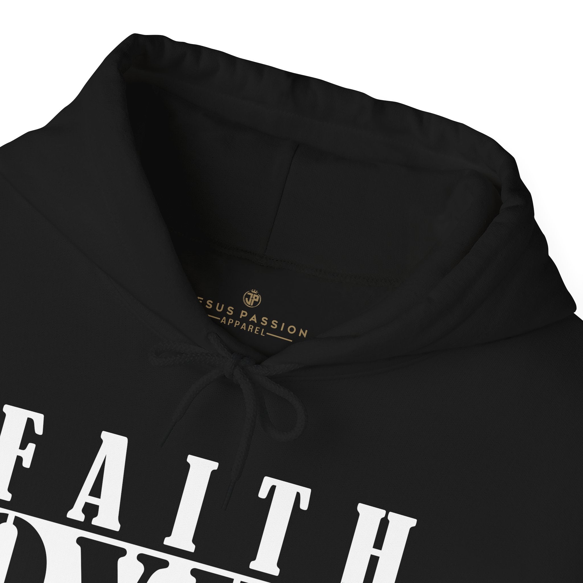 Faith Over Everything Men's Heavy Blend™ Hoodie Color: White Size: S Jesus Passion Apparel