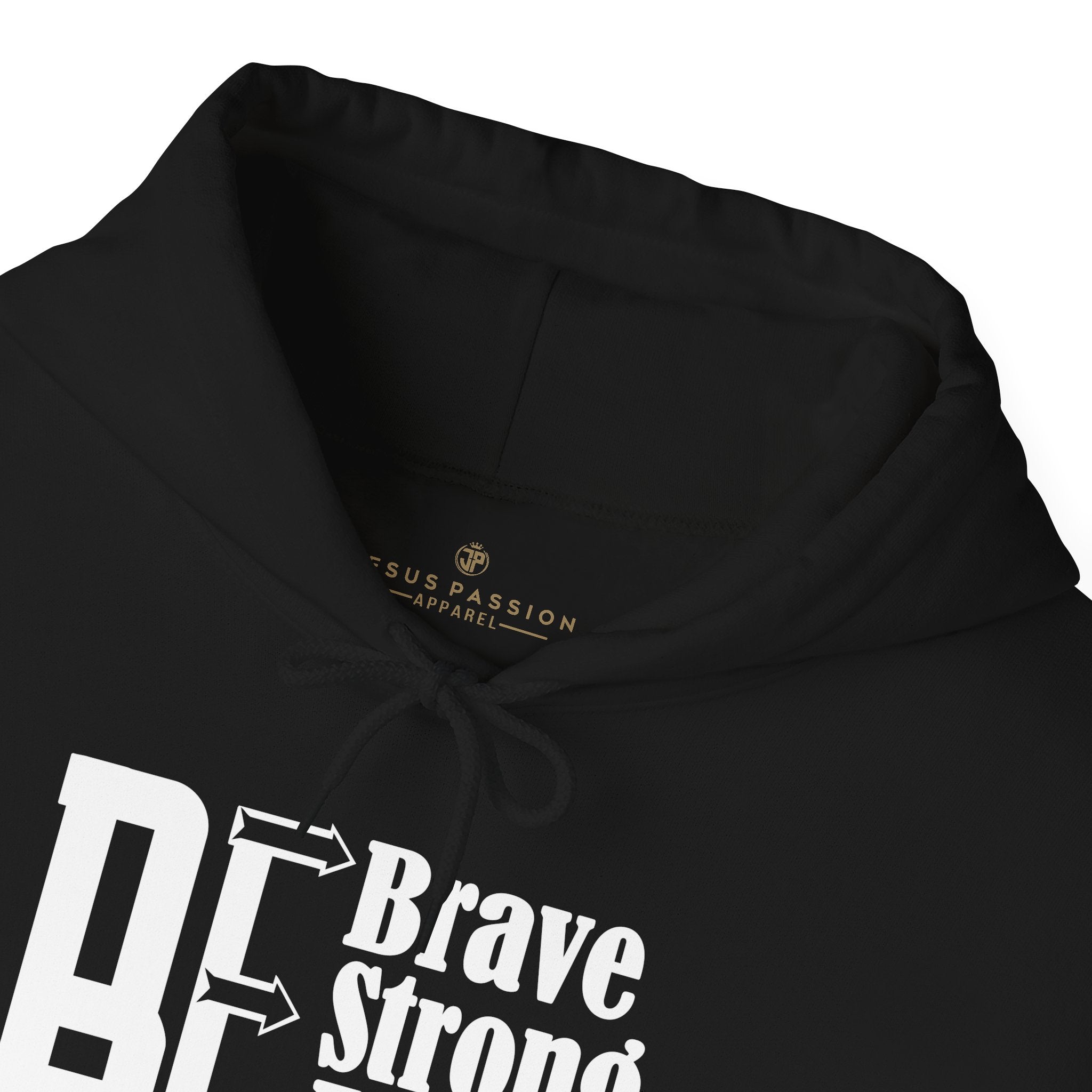 Brave Strong and Fearless Men's Heavy Blend™ Hoodie Color: White Size: S Jesus Passion Apparel