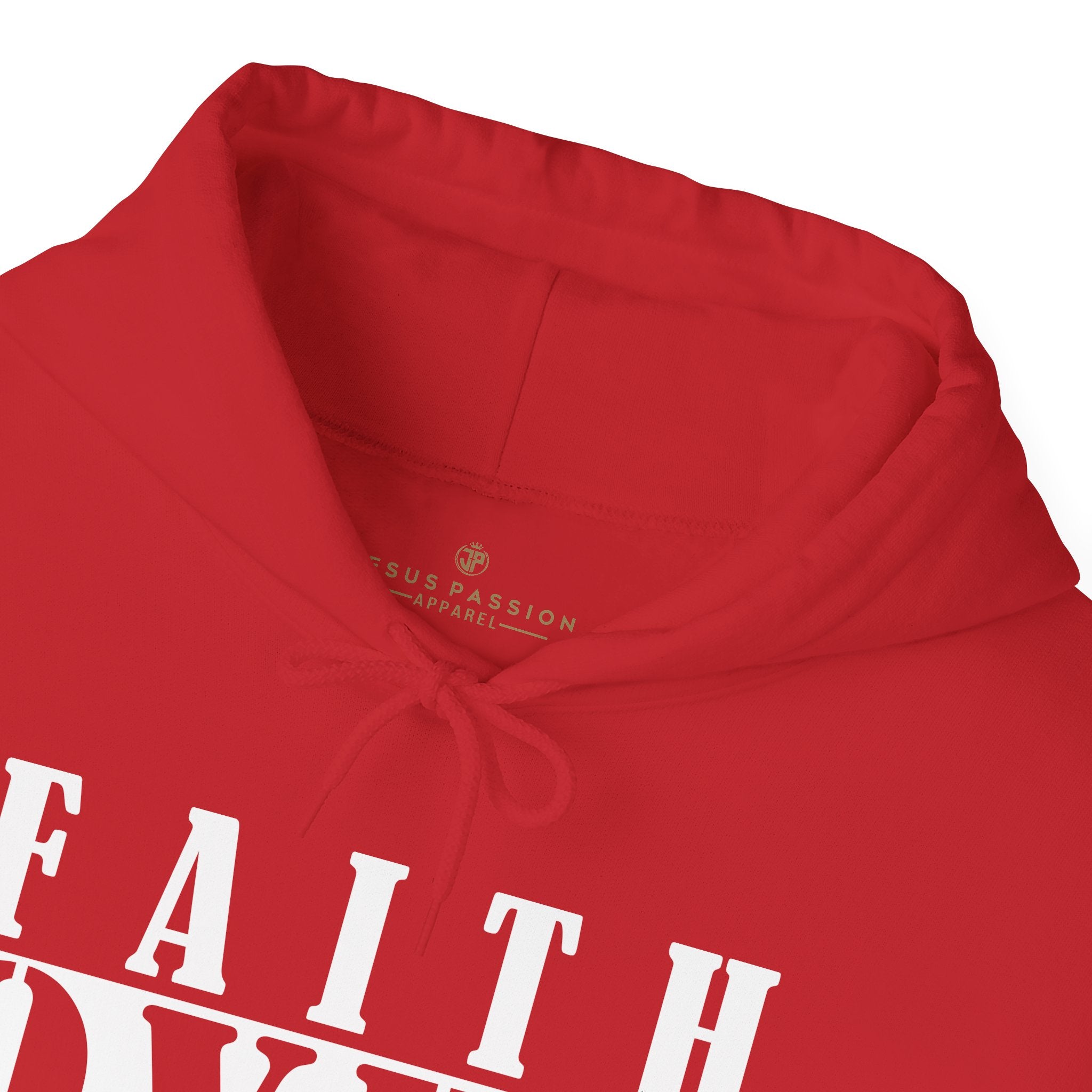 Faith Over Everything Men's Heavy Blend™ Hoodie Color: White Size: S Jesus Passion Apparel