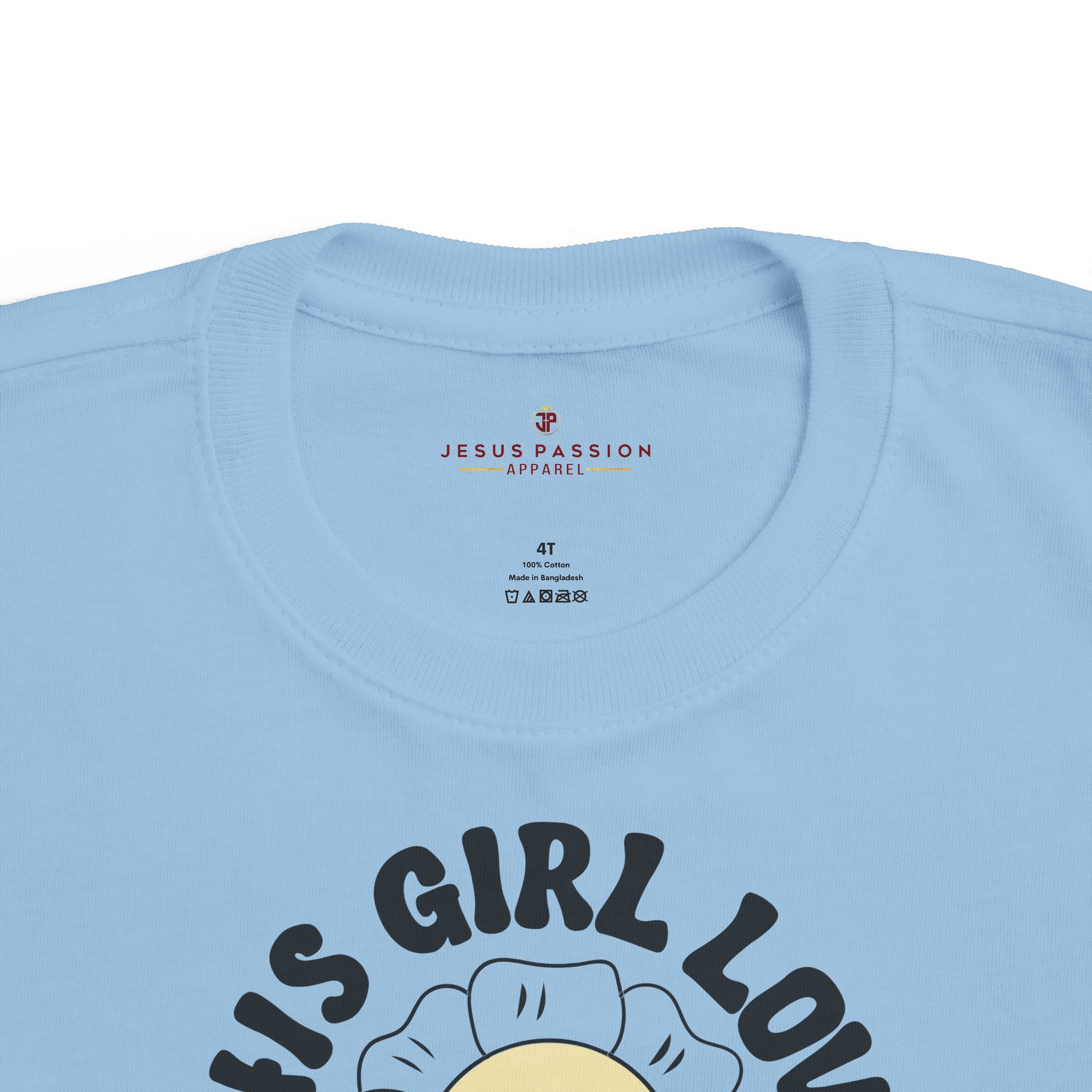 This Girl Loves Jesus Toddler's Fine Jersey Tee Color: Light Blue Size: 2T Jesus Passion Apparel