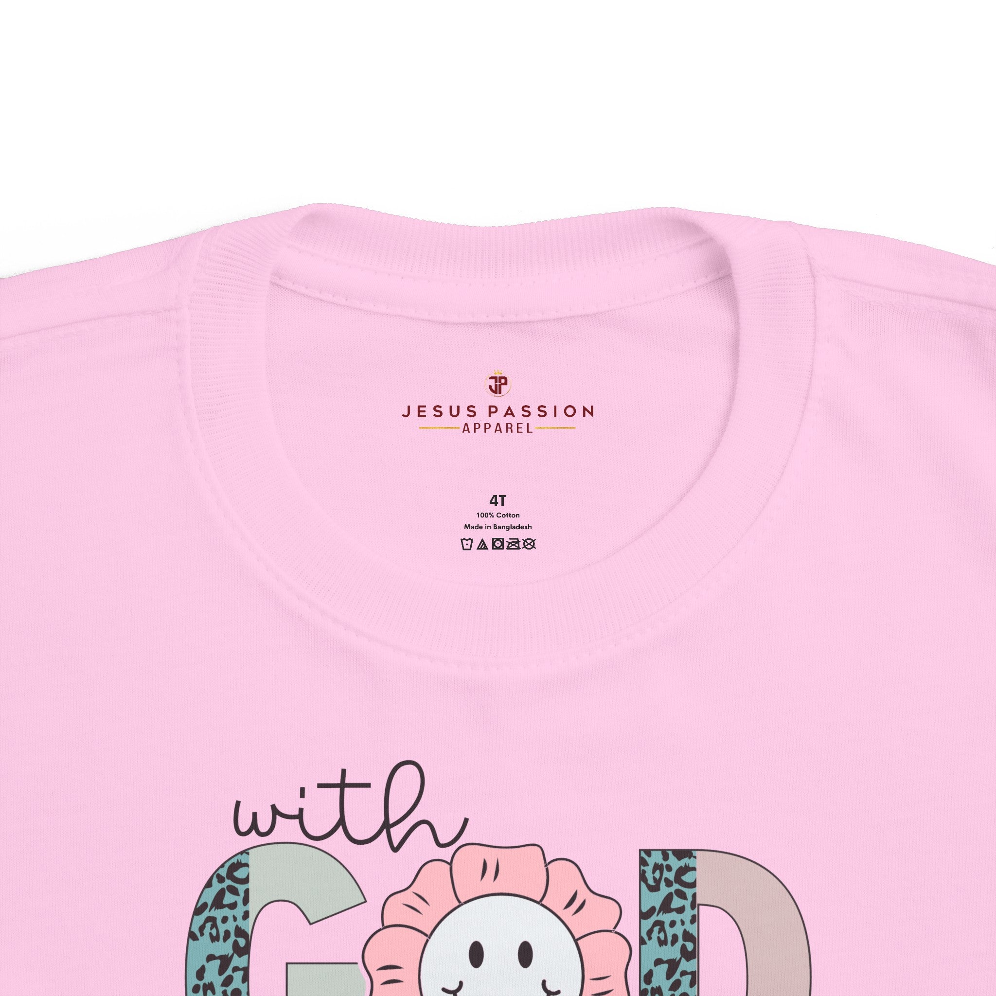 With God All Things are Possible Toddler's Fine Jersey Tee Color: Pink Size: 2T Jesus Passion Apparel