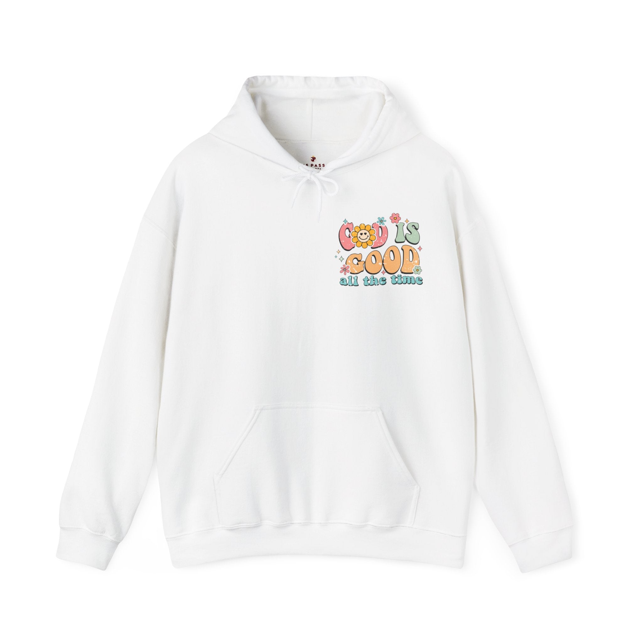 God is Good All the Time Retro-Inspired Unisex-Fit Hoodie Color: White Size: S Jesus Passion Apparel