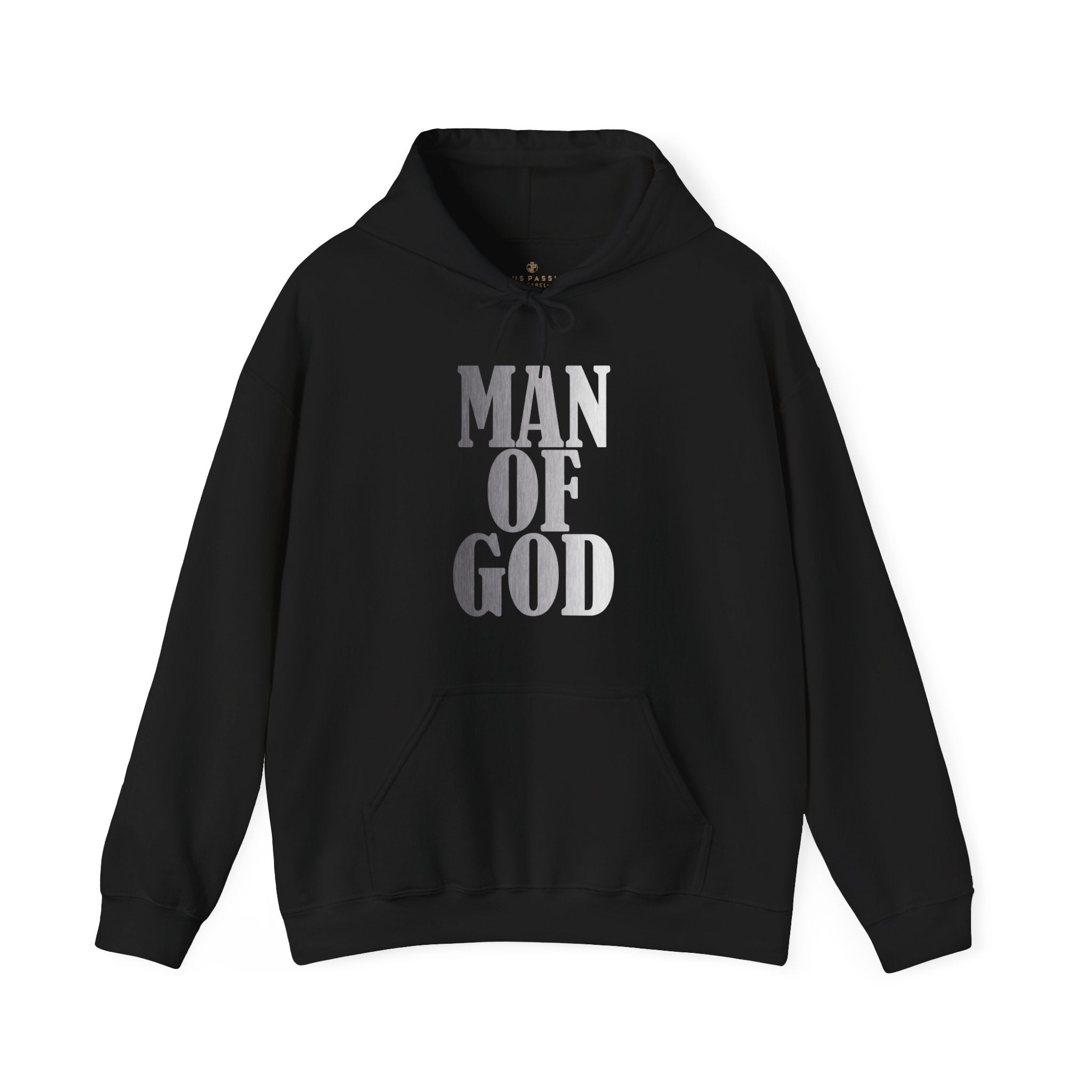 Man of God Men's Heavy Blend™ Hoodie Color: Black Size: S Jesus Passion Apparel