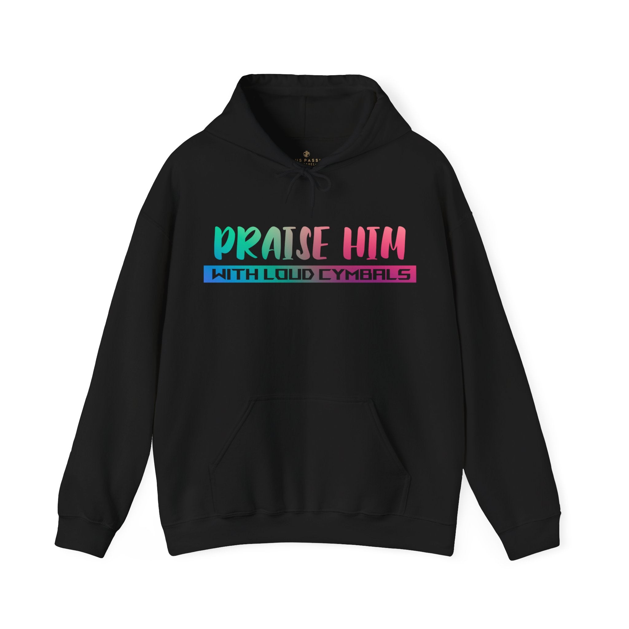 Praise Him with Loud Cymbals Men's Heavy Blend™ Hoodie Color: White Size: S Jesus Passion Apparel