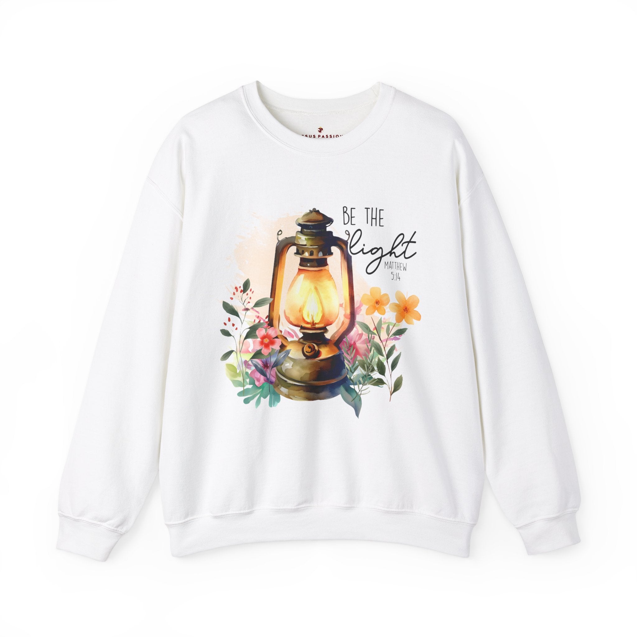 Be the Light Women's Fleece Unisex-Fit Sweatshirt Sand / White Size: S Color: White Jesus Passion Apparel