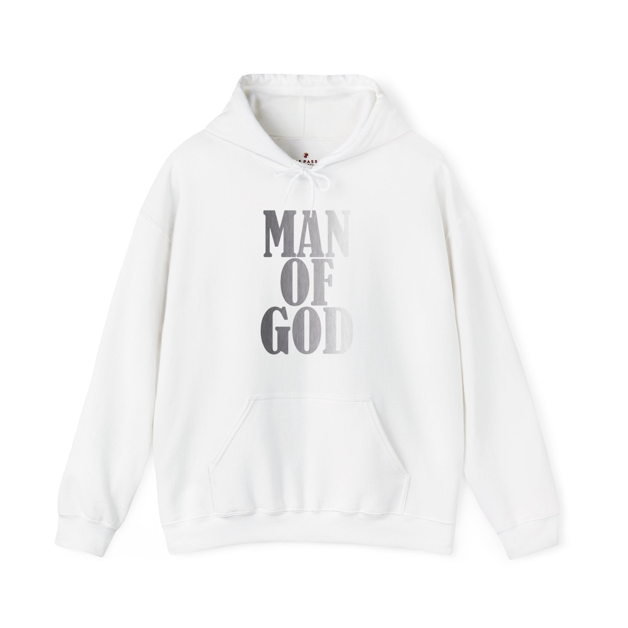 Man of God Men's Heavy Blend™ Hoodie Color: White Size: S Jesus Passion Apparel