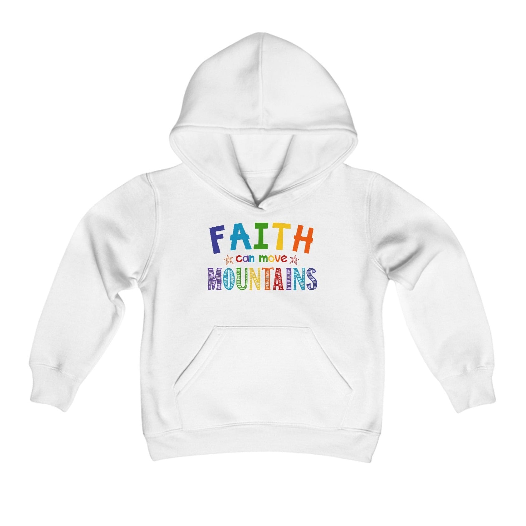 Faith Can Move Mountains Youth Hoodie Color: White Size: S Jesus Passion Apparel