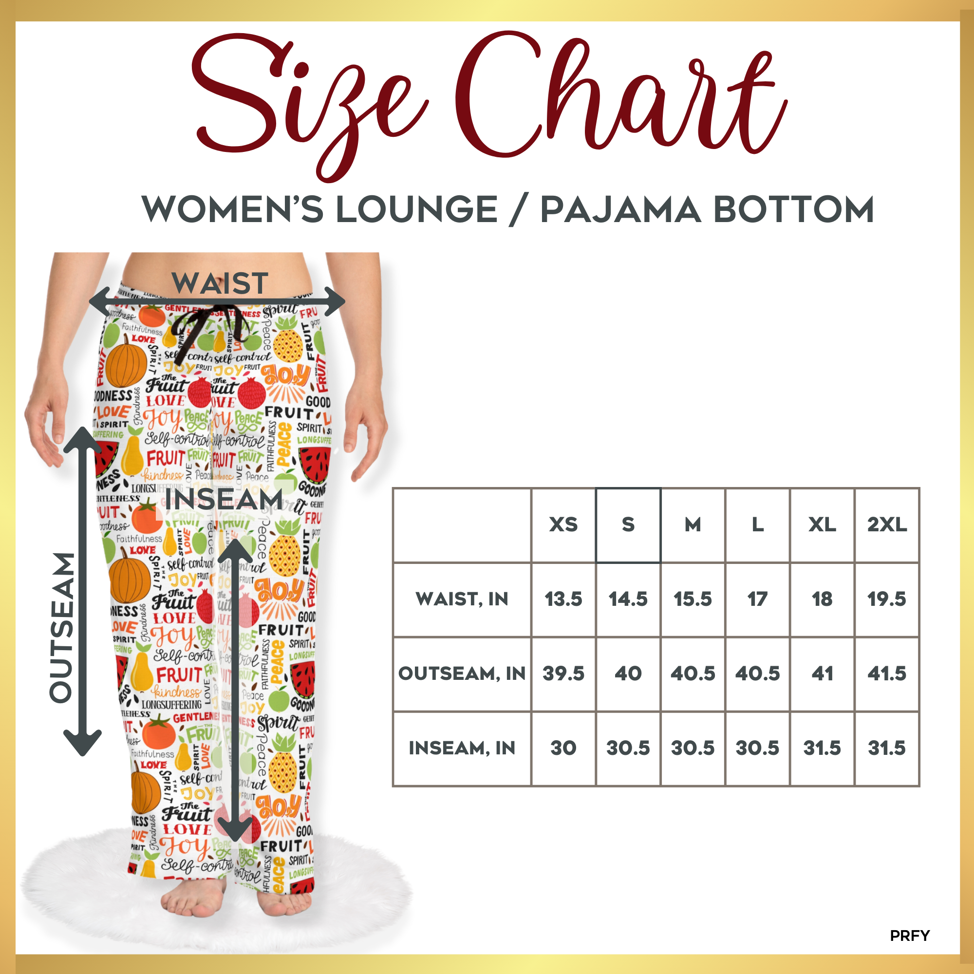 Fruit of the Spirit Women's Lounge / Pajama Pants - Matching Pajama Set and Indoor Slippers Available