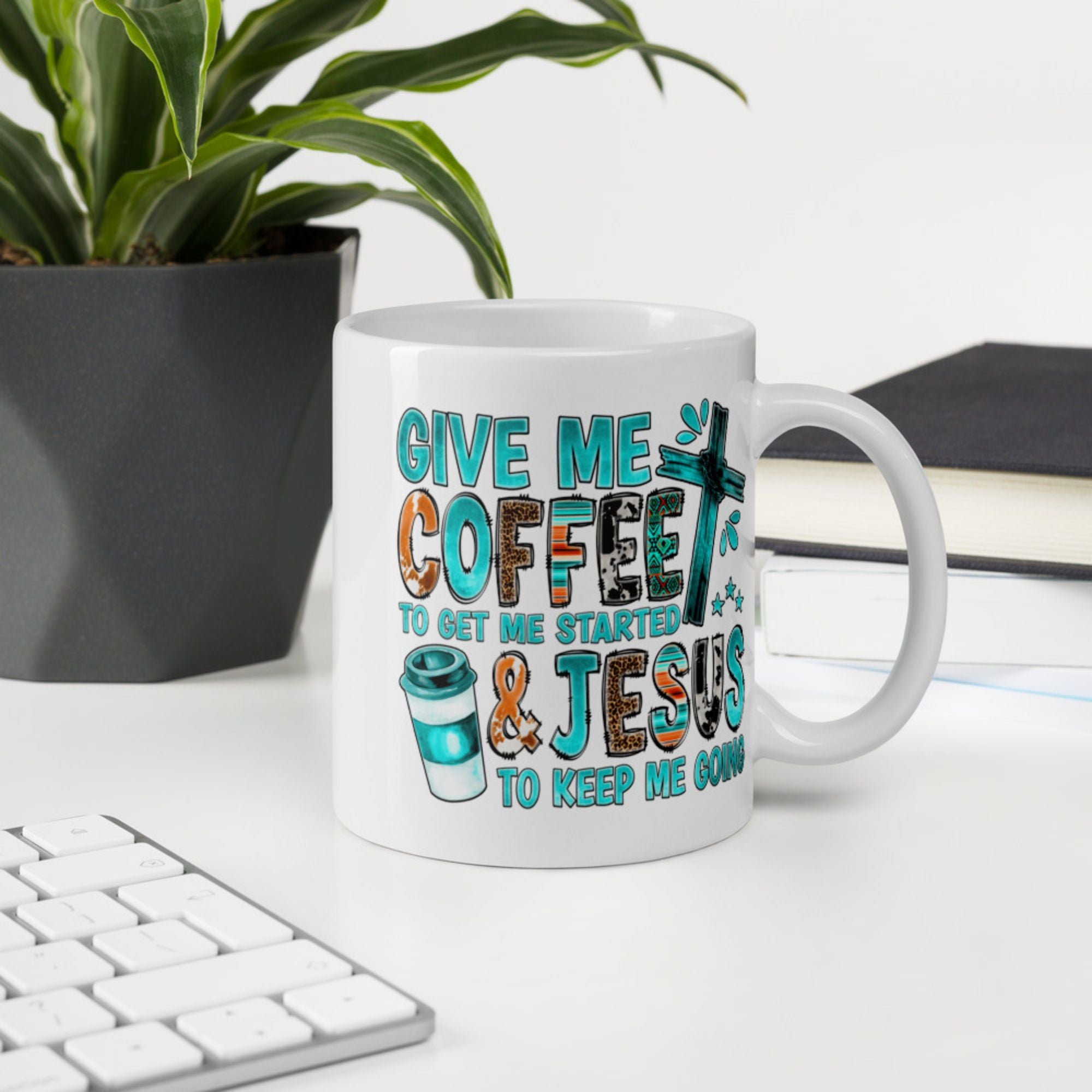 Give me Coffee and Jesus 15 oz or 11 oz White Coffee Mug Size: 11oz Jesus Passion Apparel