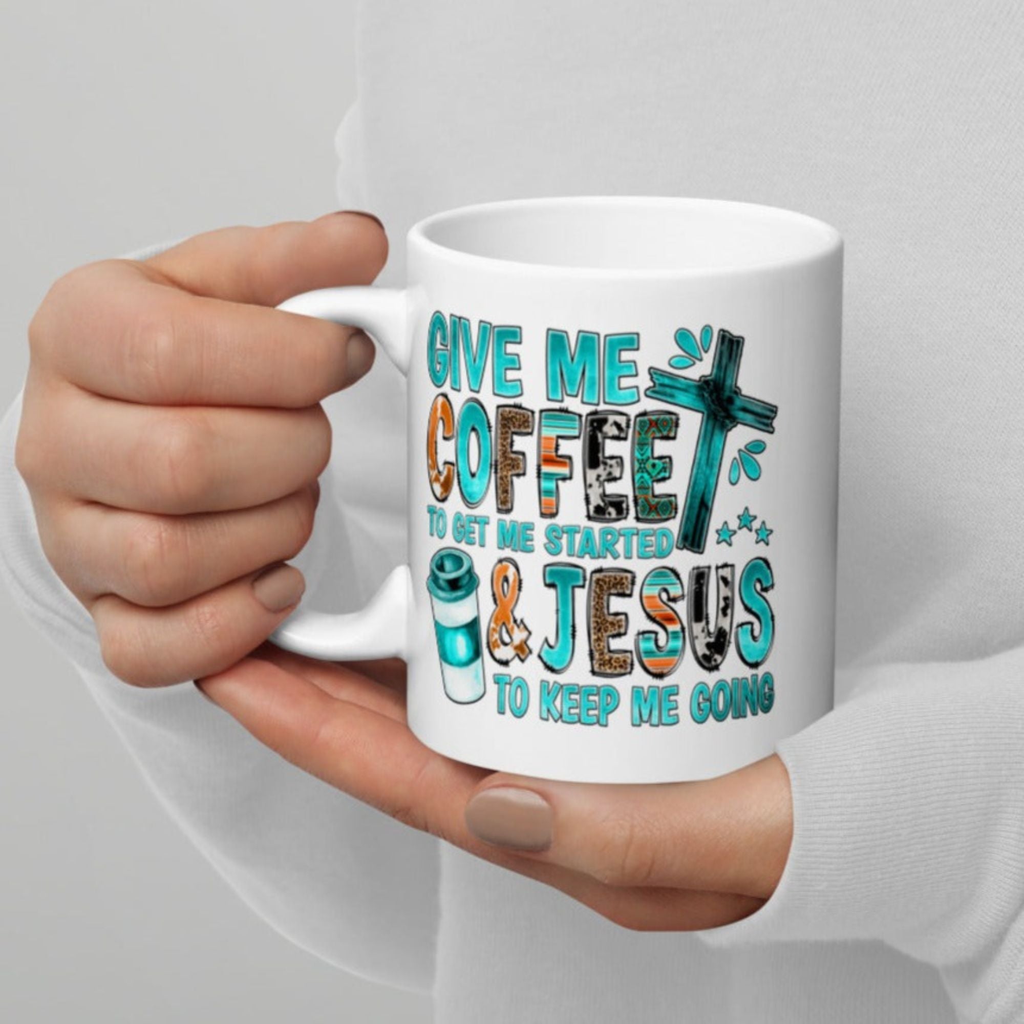 Give me Coffee and Jesus 15 oz or 11 oz White Coffee Mug Size: 11oz Jesus Passion Apparel