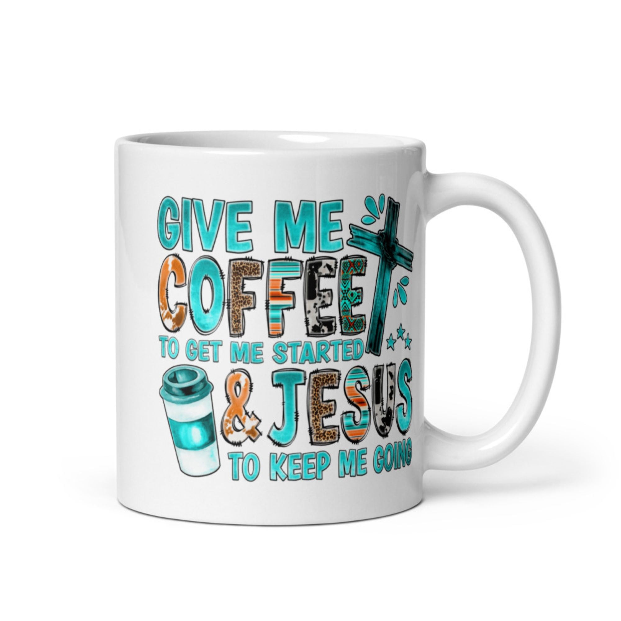 Give me Coffee and Jesus 15 oz or 11 oz White Coffee Mug Size: 11oz Jesus Passion Apparel