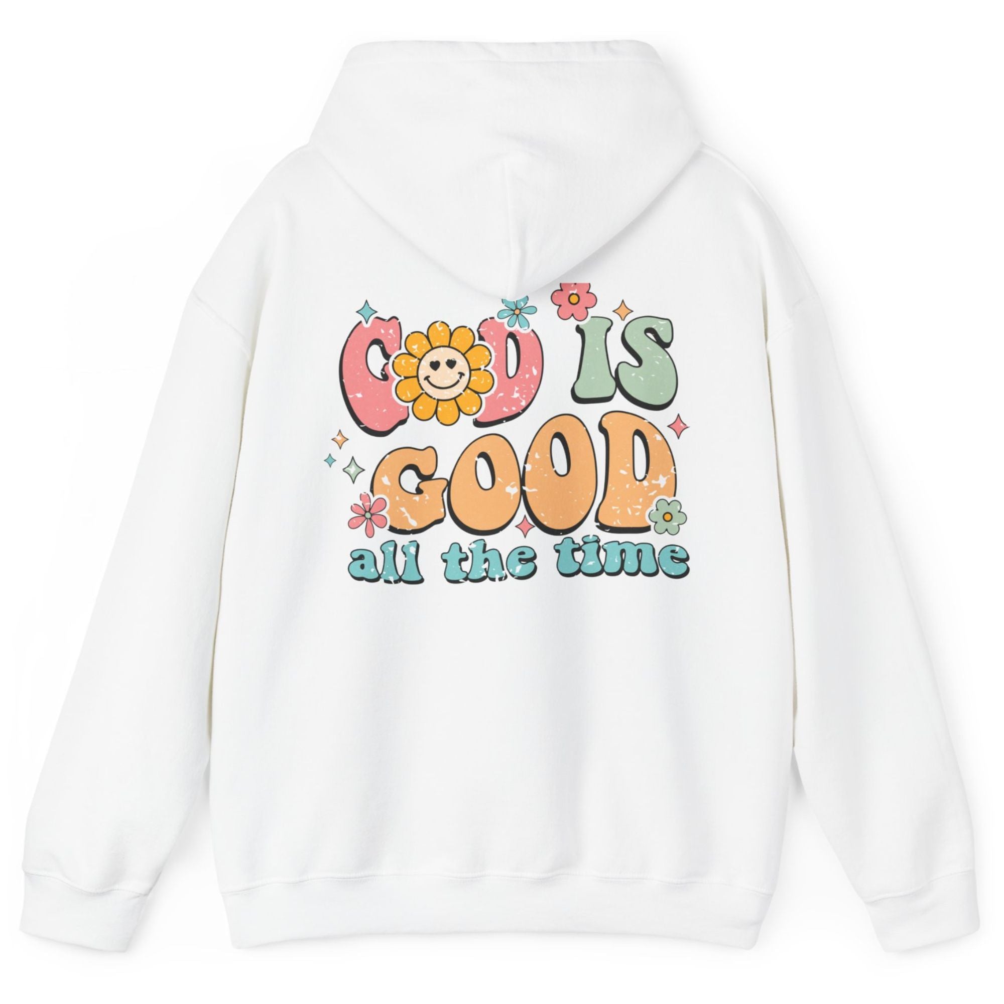 God is Good All the Time Retro-Inspired Unisex-Fit Hoodie Color: White Size: S Jesus Passion Apparel