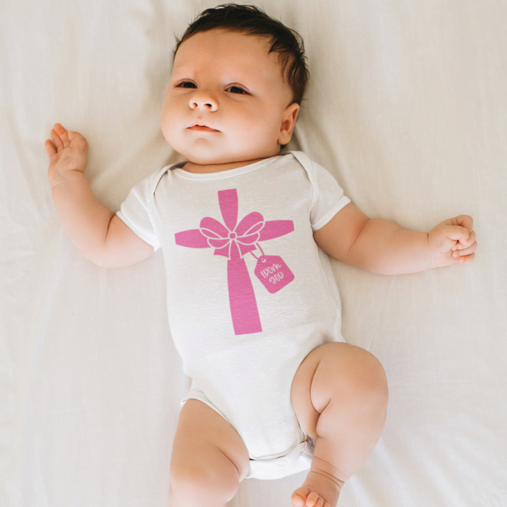 Gift from God Pink Ribbon Baby Bodysuit Color: Pink Size: 3-6m Jesus Passion Apparel