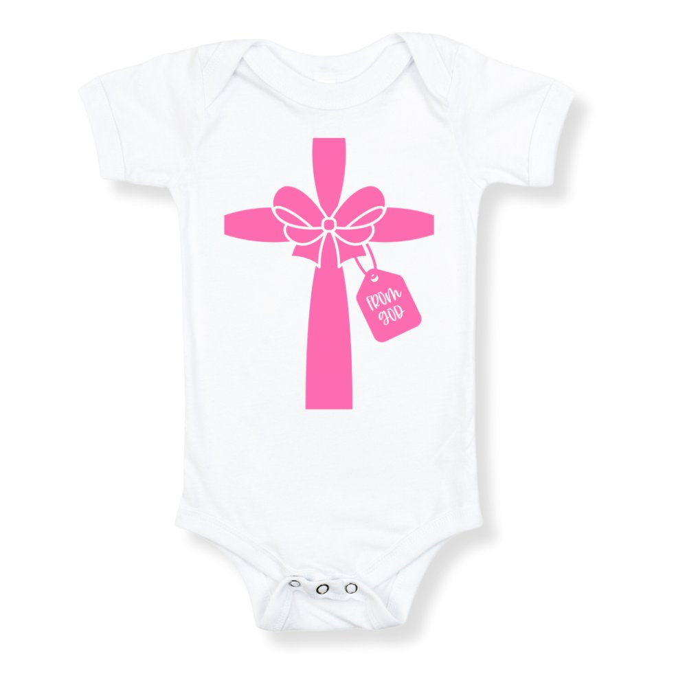 Gift from God Pink Ribbon Baby Bodysuit Color: White Size: 3-6m Jesus Passion Apparel