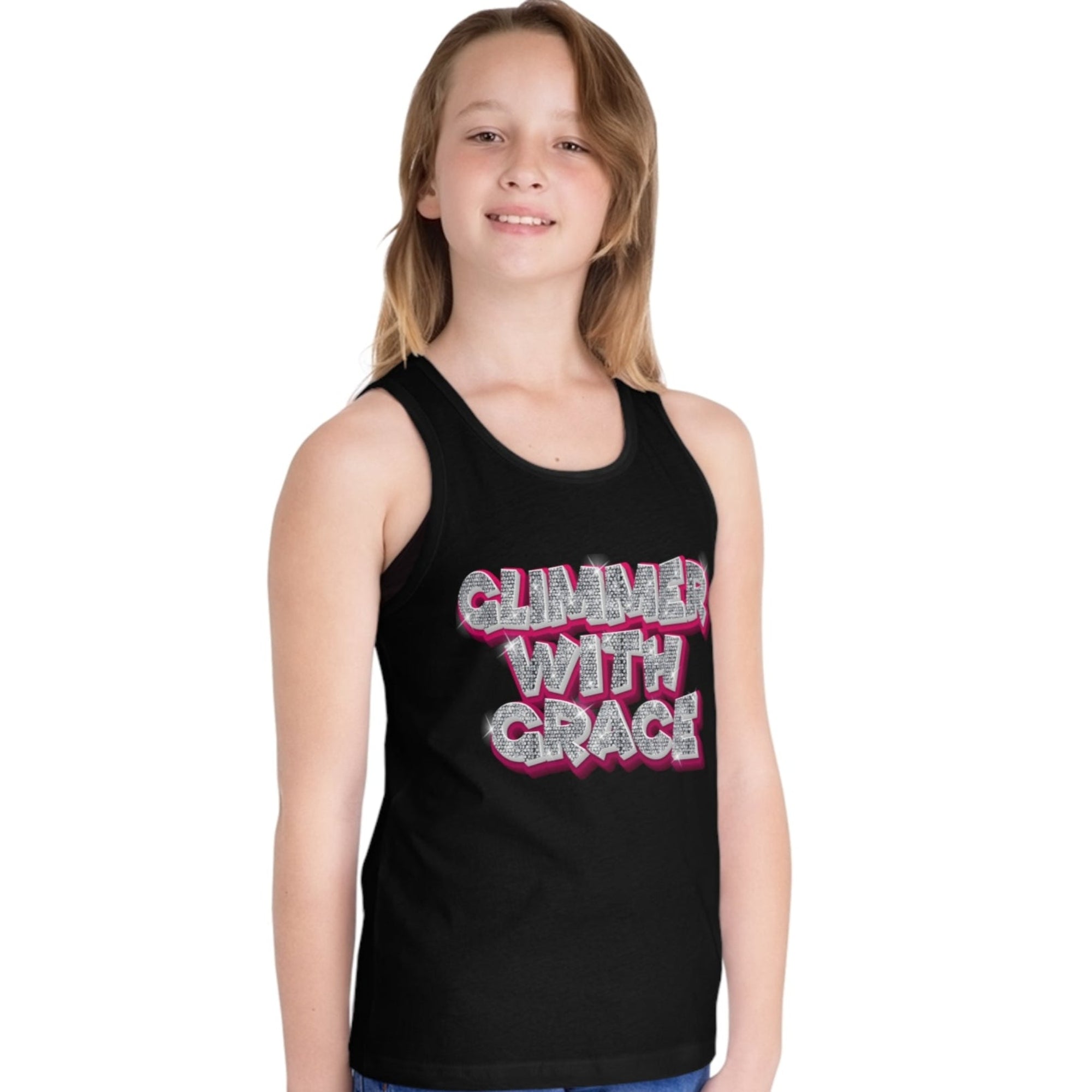 Glimmer_with_grace_tank_top black Jesus Passion Apparel