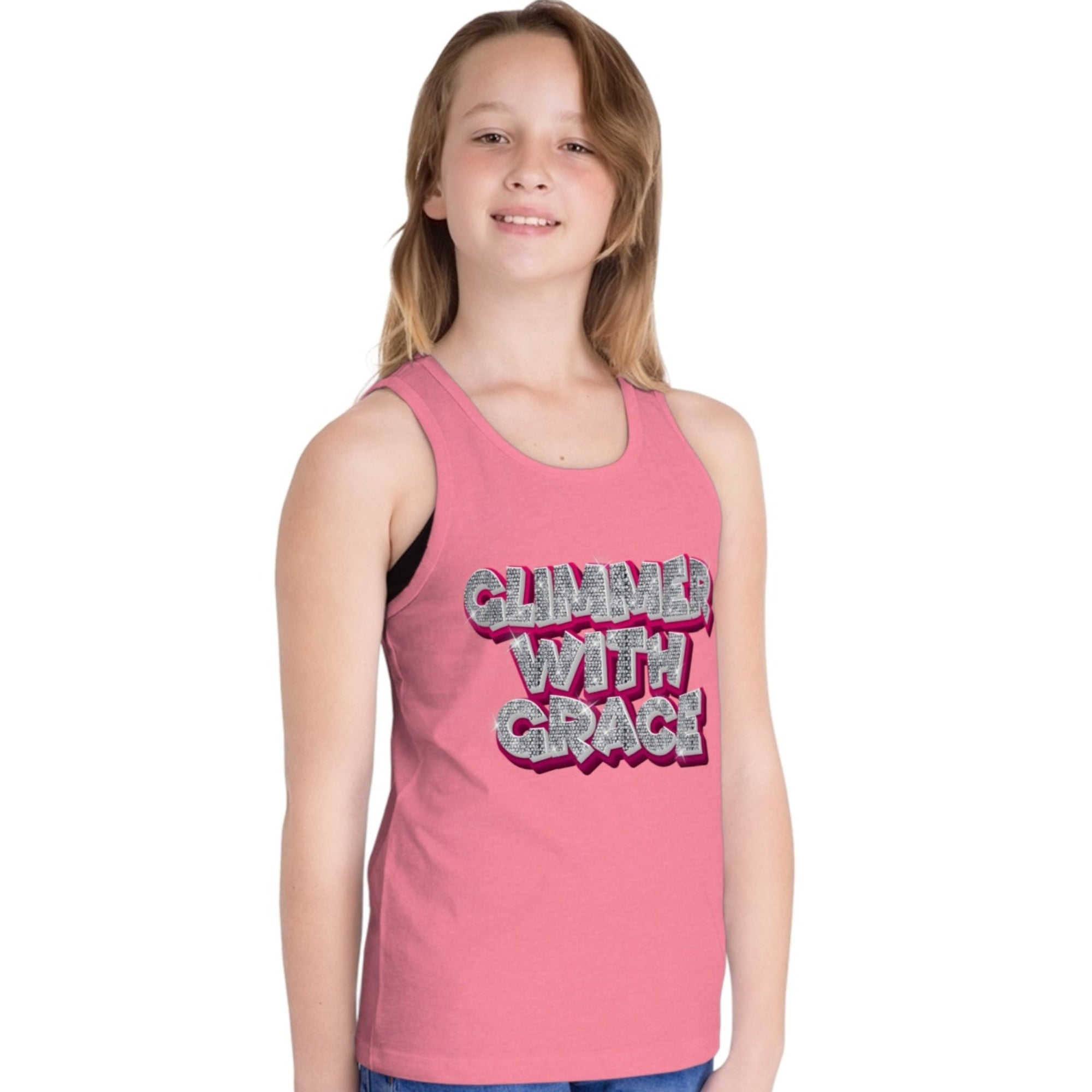 Glimmer_with_grace_tank_top pink girl Jesus Passion Apparel