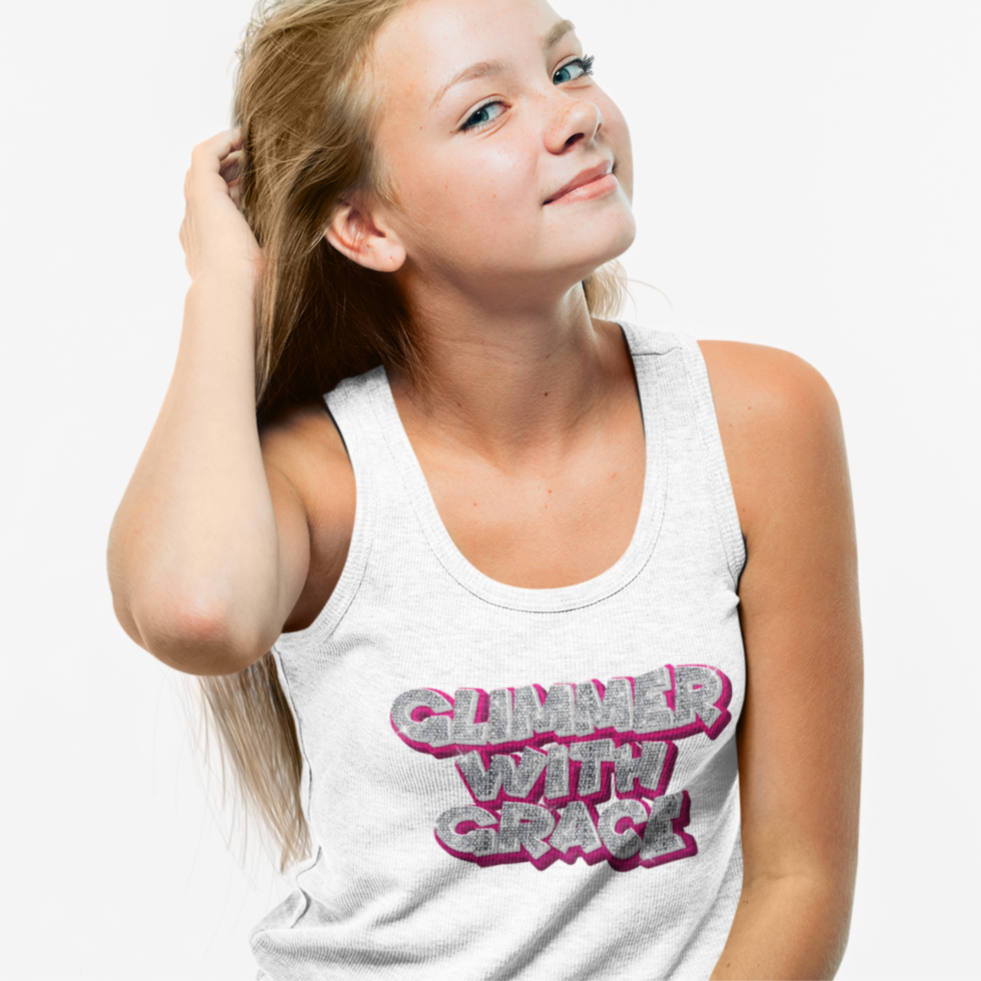 Glimmer_with_grace_tank_top white Jesus Passion Apparel