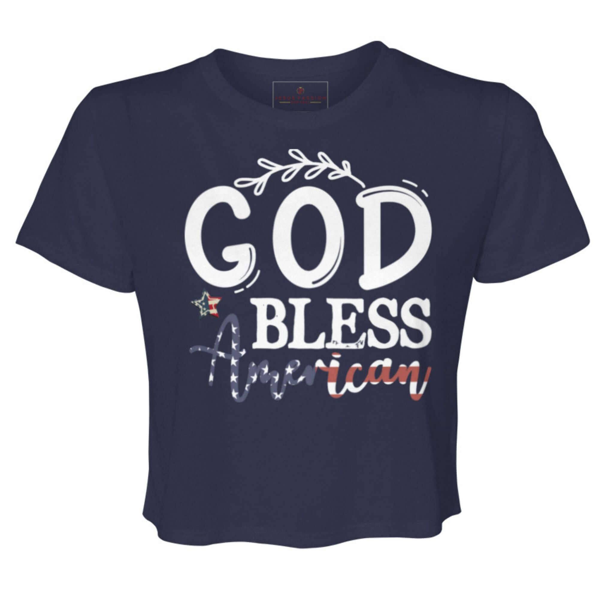 T-Shirts & TopsShow off your patriotic spirit with this stylish and comfortable God Bless America God Bless America Women’s Flowy Cropped Tee, perfect for Independence Day celebrations or everyday wear. Featuring bold white lettering with stars and olive