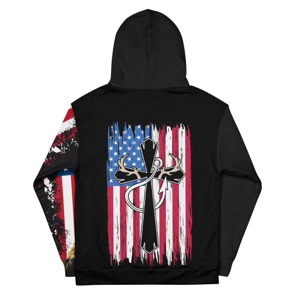 God We Trust Patriotic Eagle Unisex Fleece Hoodie Size: XS Jesus Passion Apparel