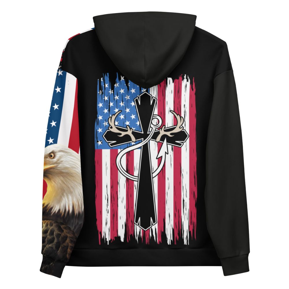 God We Trust Patriotic Eagle Unisex Fleece Hoodie Size: XS Jesus Passion Apparel