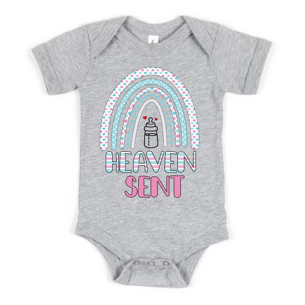 Heaven Sent Baby Bodysuit Color: Athletic Heather Size: 3-6m Jesus Passion Apparel