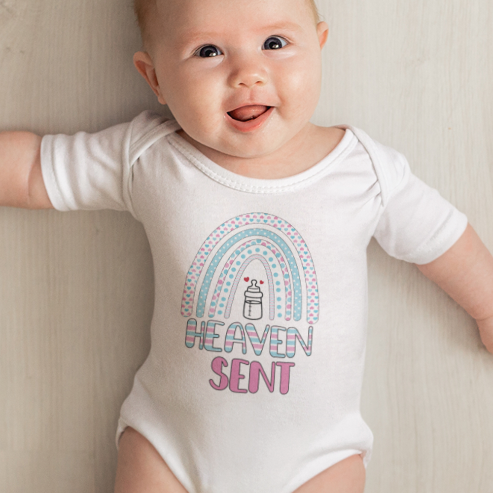 Heaven Sent Baby Bodysuit Color: White Size: 3-6m Jesus Passion Apparel