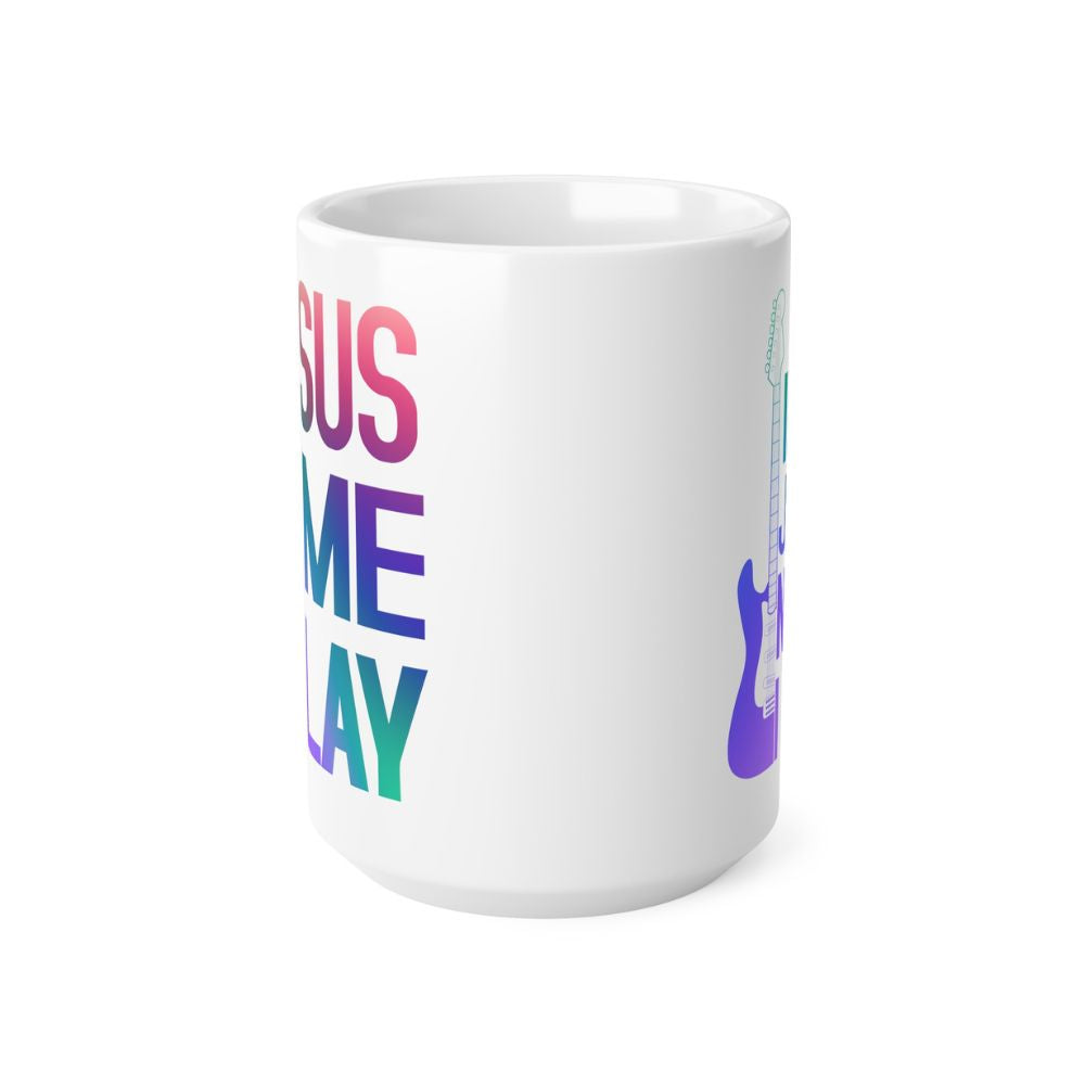 In Jesus Name I Play Electric Guitar - 15 oz Mug Size: Black 15oz Jesus Passion Apparel