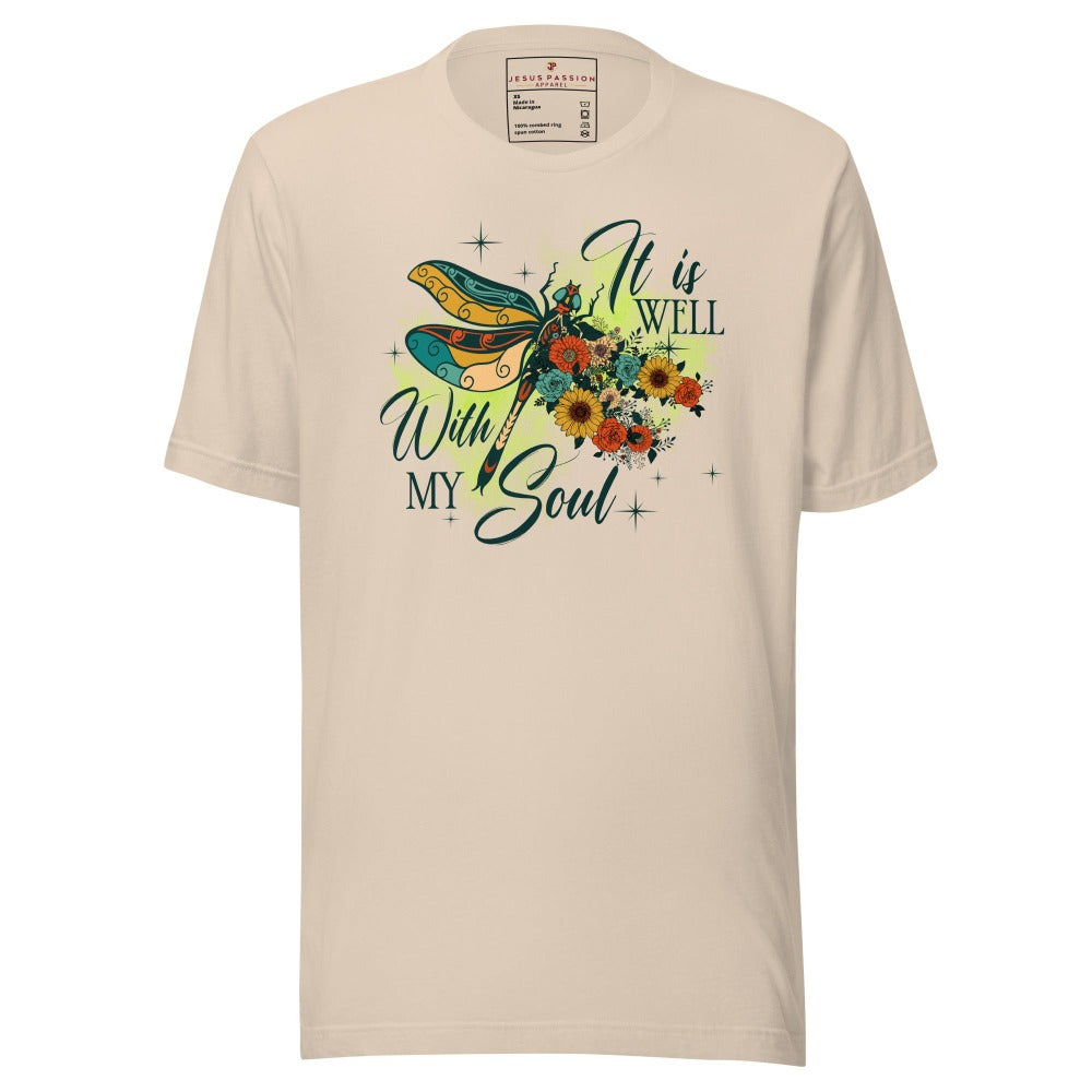 It is Well With My Soul Jersey Short Sleeve T-Shirt Color: Soft Cream Size: XS Jesus Passion Apparel