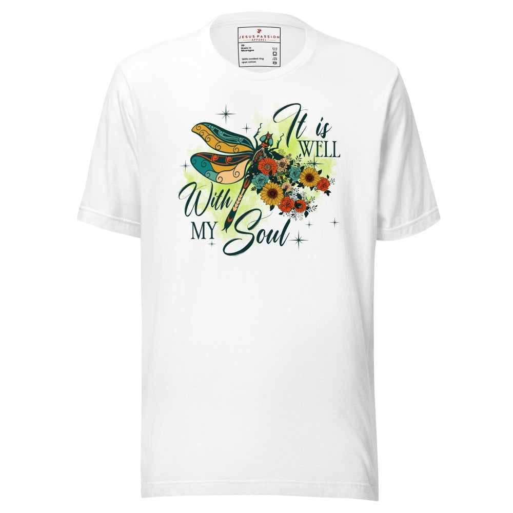 It is Well With My Soul Jersey Short Sleeve T-Shirt Color: White Size: XS Jesus Passion Apparel