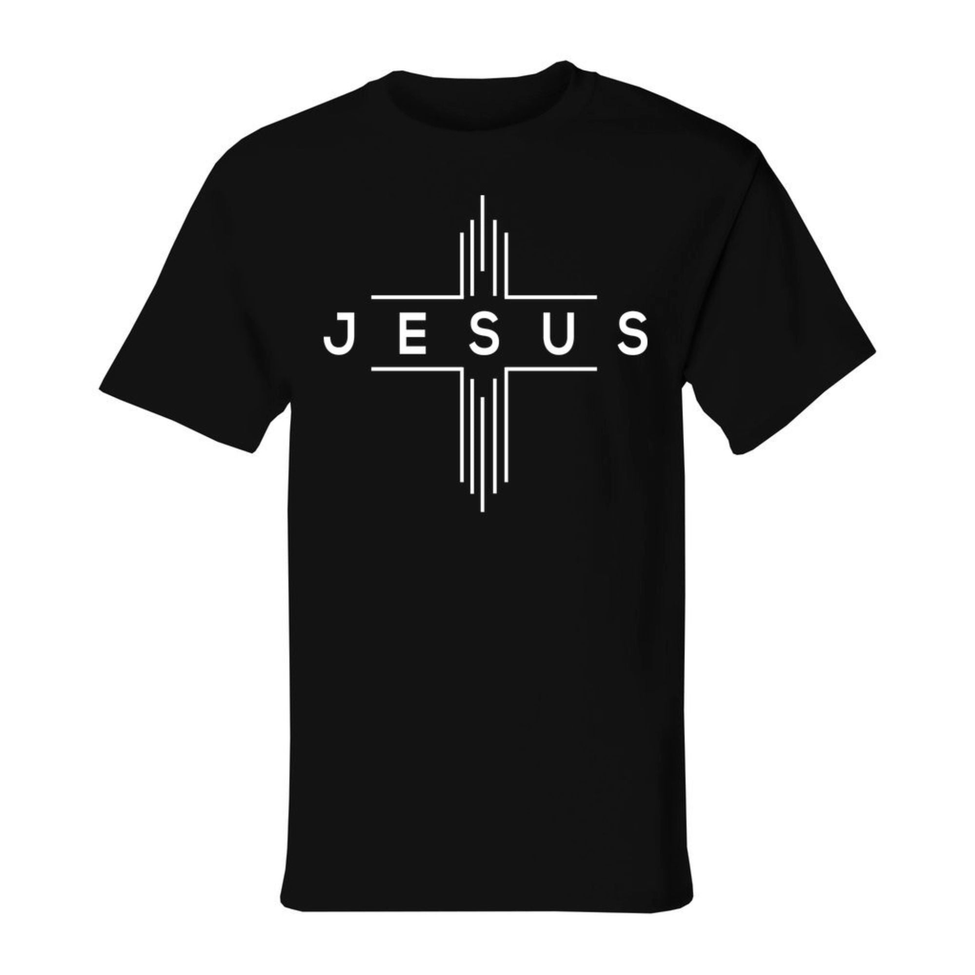 Jesus Cheveron Cross Men's Unisex Champion T-shirt - Black / Red - Matching Joggers Available Size: S Color: Black Jesus Passion Apparel