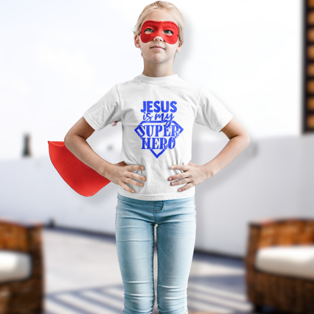 Jesus Superhero Youth Relaxed-Fit T-Shirt Colors: White Sizes: S Jesus Passion Apparel