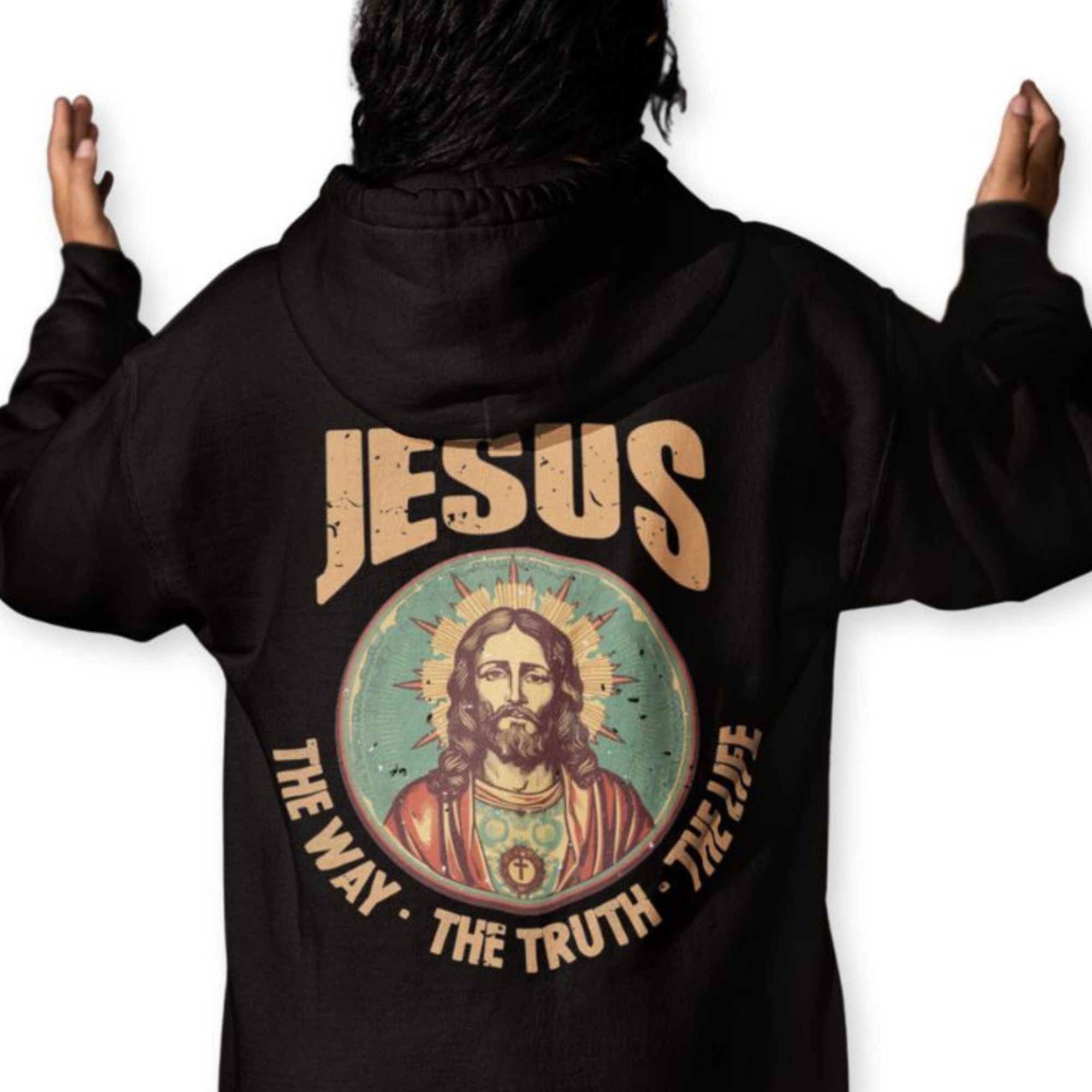 Jesus - The Way, Truth, Life Retro-Inspired Women's Jacket Heavy Blend™ Full Zip Hooded Sweatshirt Size: S Color: Red Jesus Passion Apparel