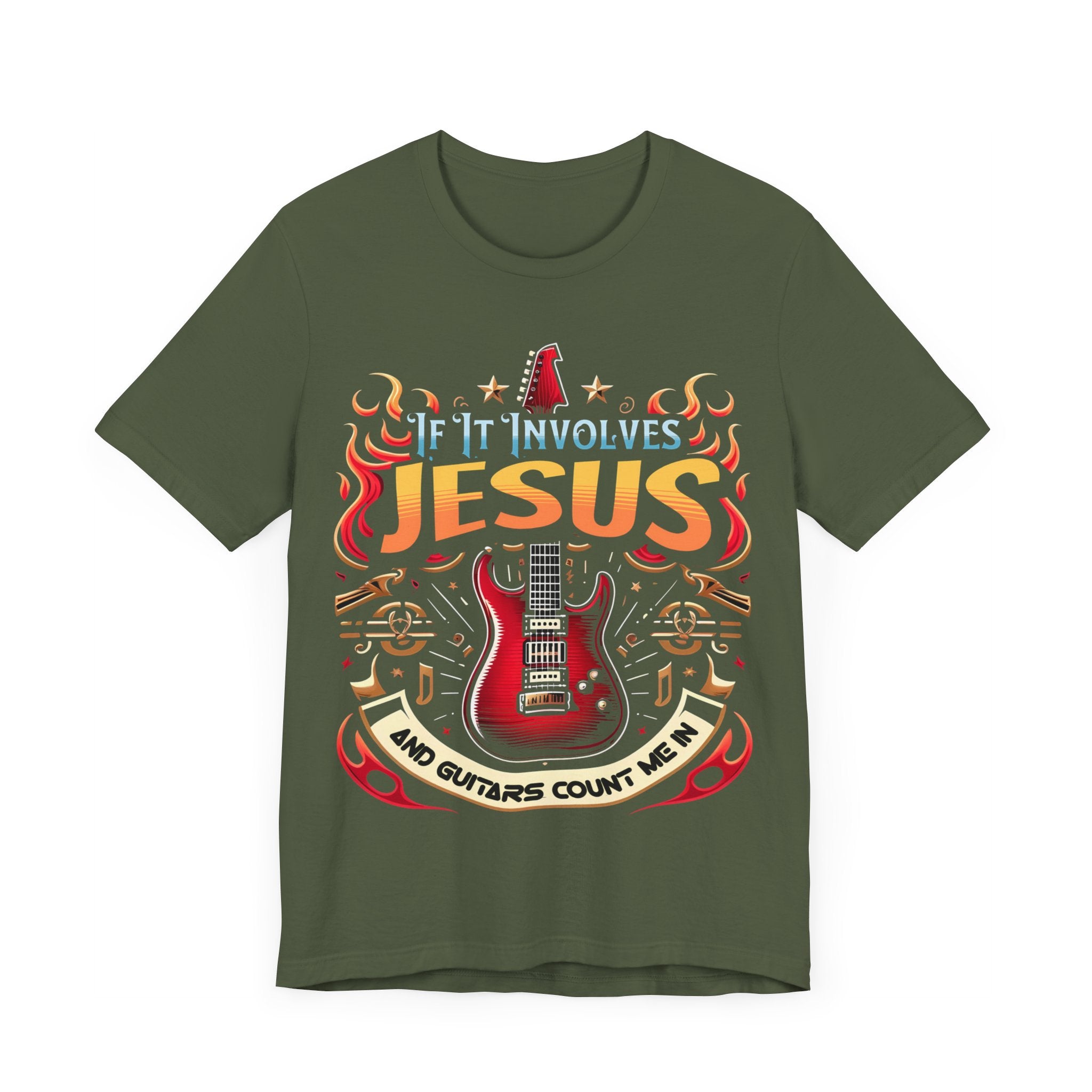 Jesus_and_Guitars_Heather Military Green Flat
