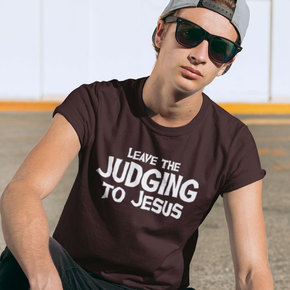 Leave the Judging to Jesus Jersey Short Sleeve T-Shirt Color: Black Heather Size: XS Jesus Passion Apparel