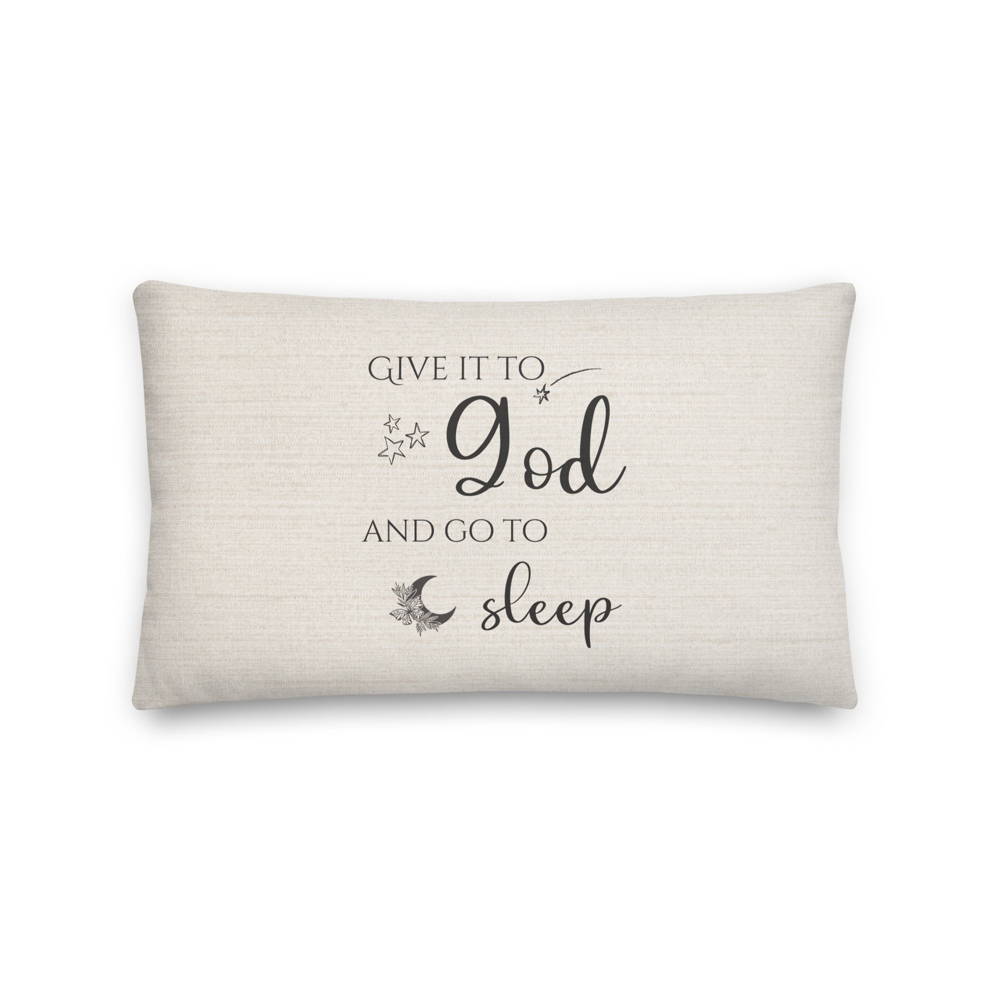 Give it to God Script with Natural Linen Design Premium Pillows Size: 20″×12″ Jesus Passion Apparel