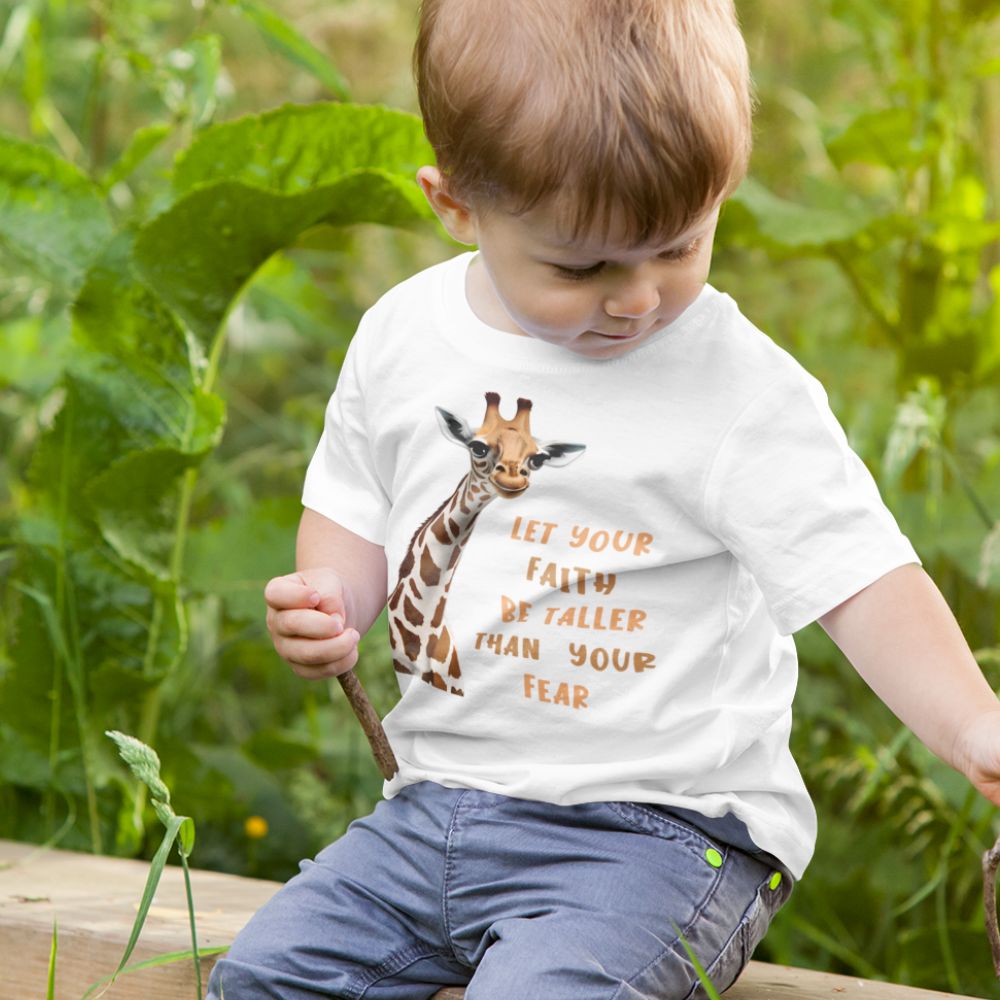 Giraffe Let your Faith be Taller Than Your Fear Young Toddler Jersey Tee Colors: Black Sizes: 6M Jesus Passion Apparel