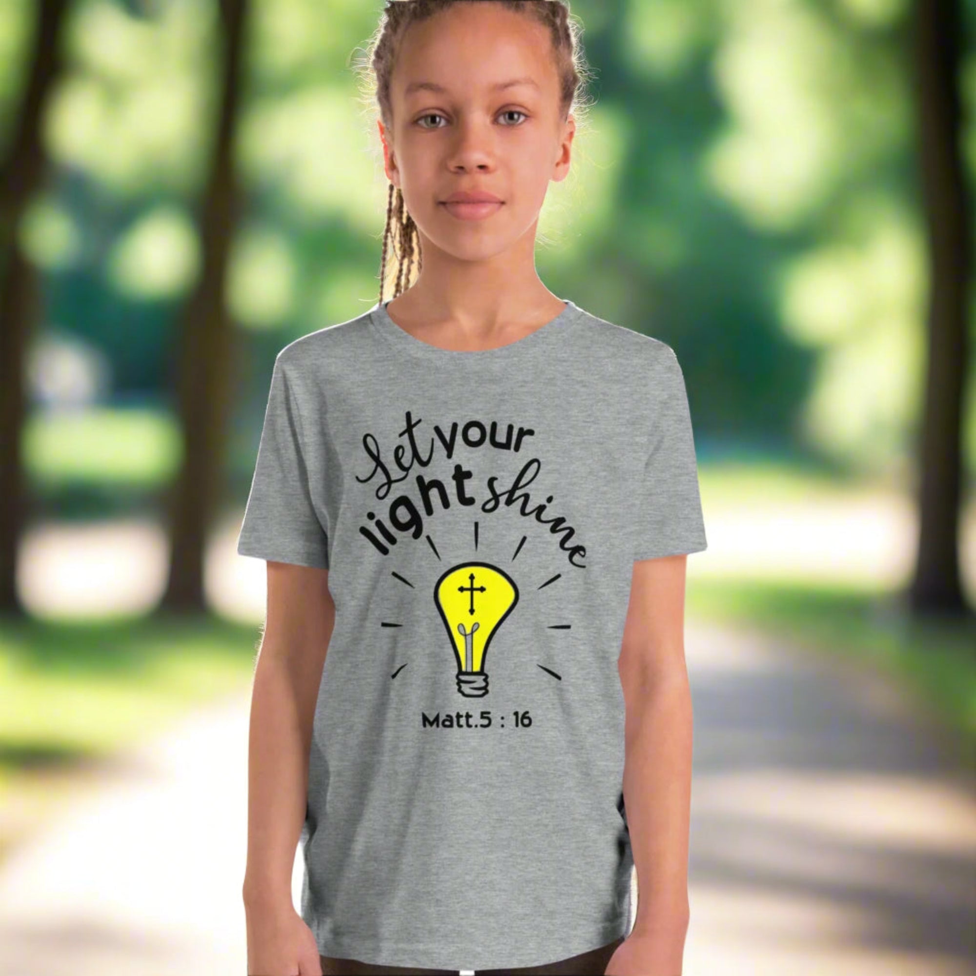 Let your light shine-tee-athletic-heather-front JP Apparel