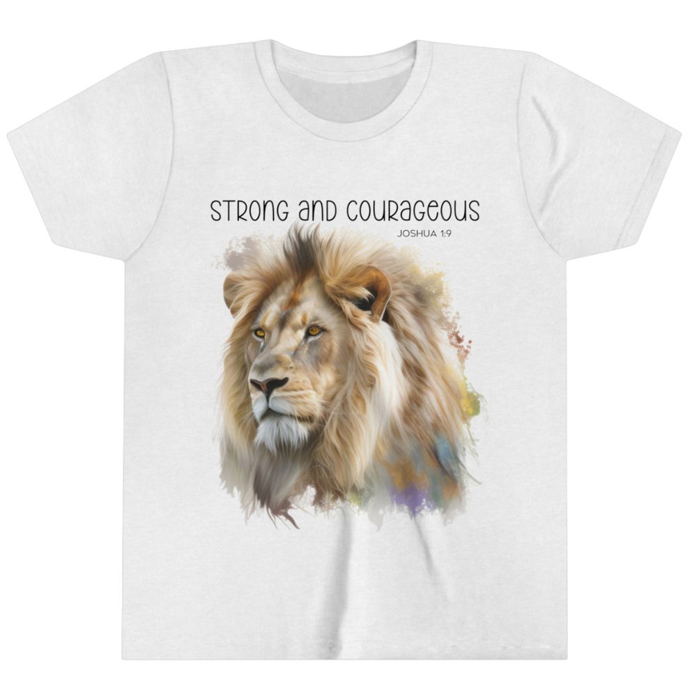 Strong and Courageous Youth Relaxed-Fit T-Shirt Color: Ash Size: S Jesus Passion Apparel