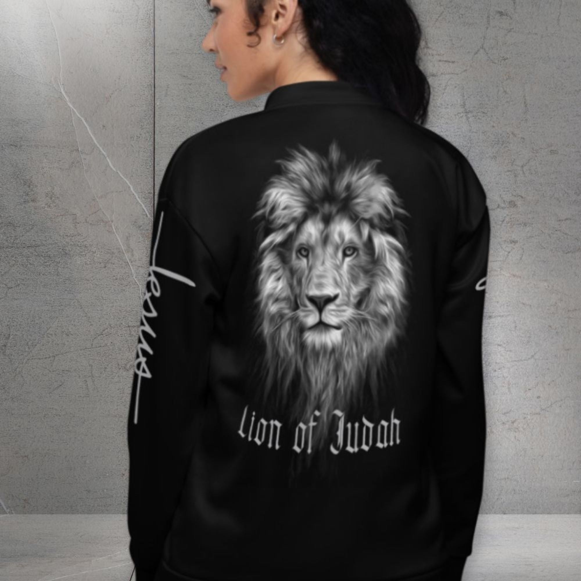 Lion of Judah Women's Black Bomber Jacket Size: XS Jesus Passion Apparel