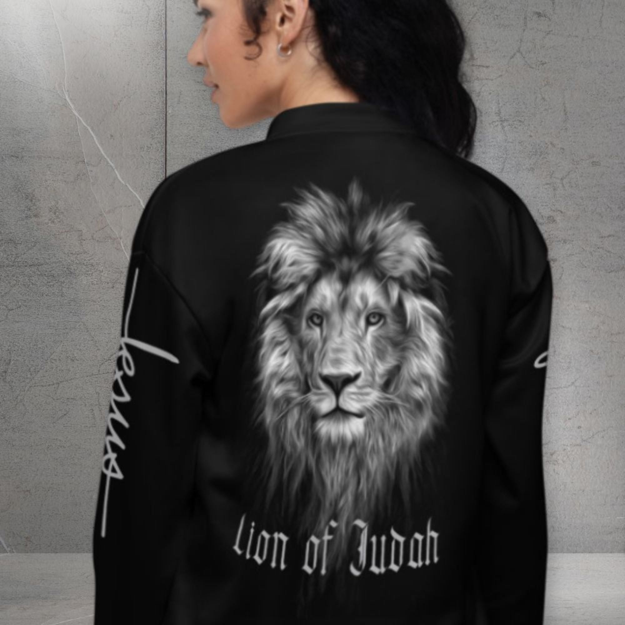 Lion of Judah Women's Black Bomber Jacket Size: XS Jesus Passion Apparel