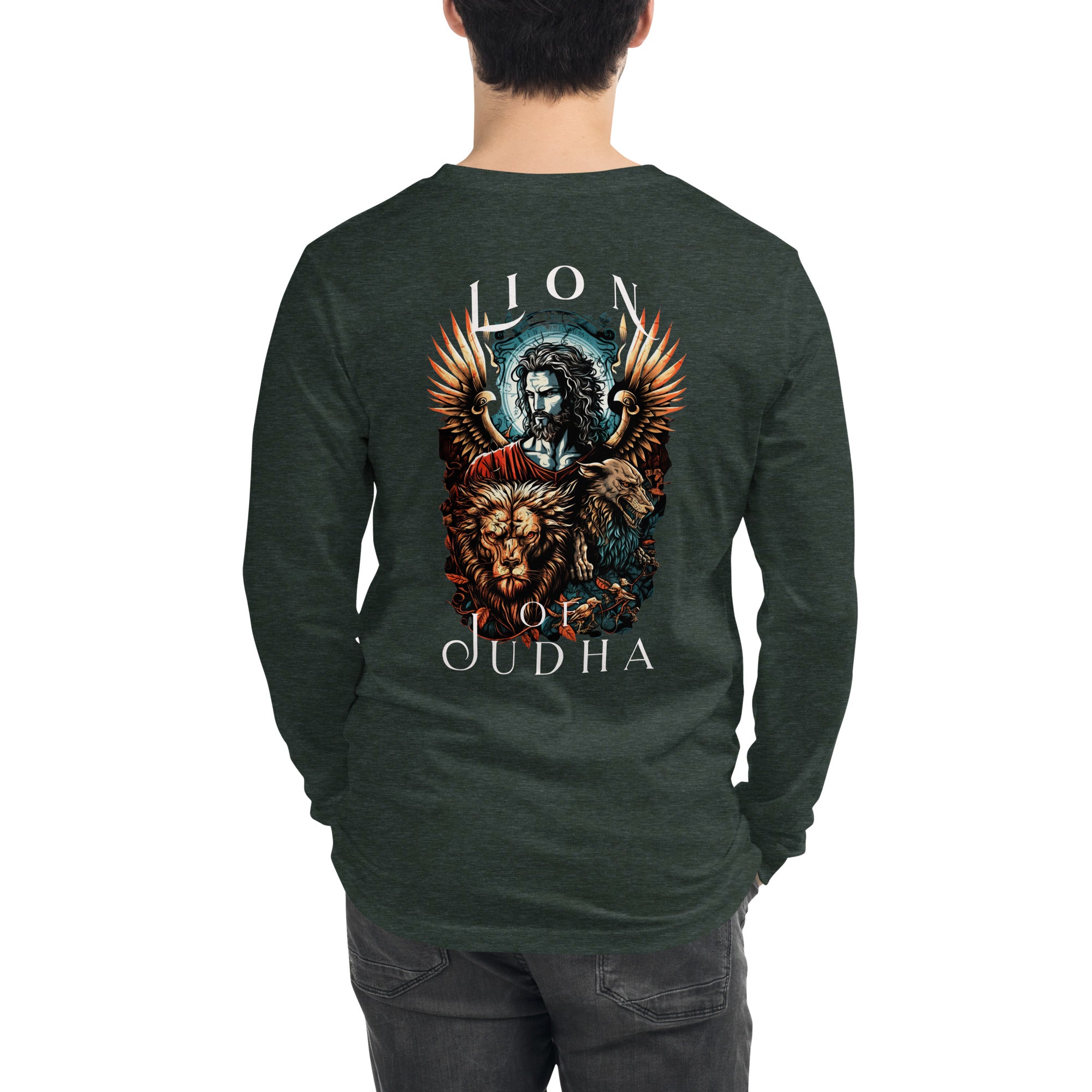 Lion of Judah Men's Unisex Long Sleeve Tee Color: Black Size: XS Jesus Passion Apparel