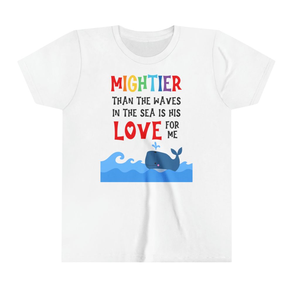 Mighter Than the Waves Youth Relaxed-Fit T-Shirt Colors: White Sizes: S Jesus Passion Apparel