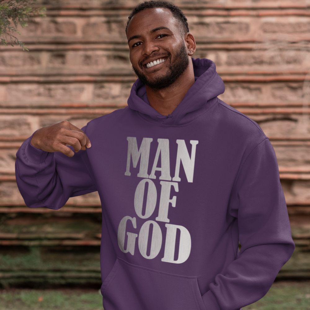 Man of God Men's Heavy Blend™ Hoodie Color: White Size: S Jesus Passion Apparel