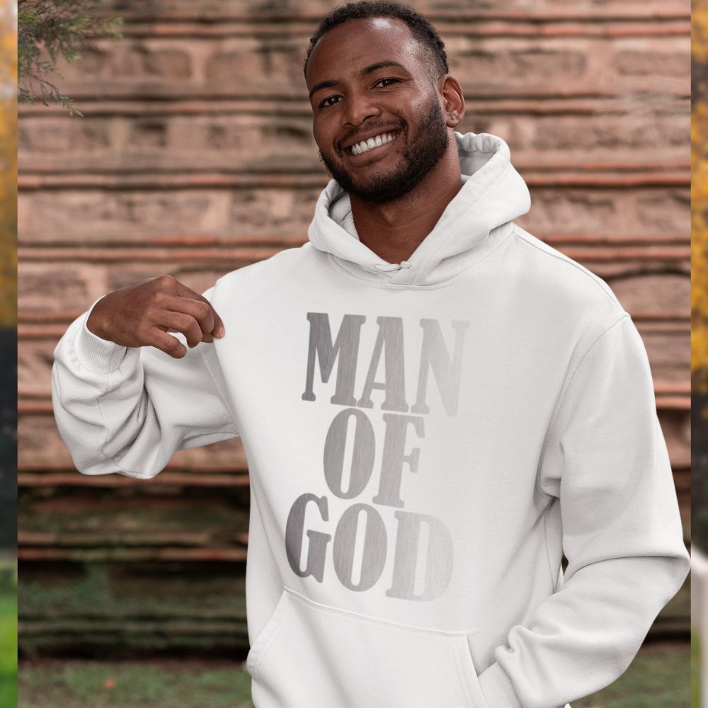 Man of God Men's Heavy Blend™ Hoodie Color: White Size: S Jesus Passion Apparel